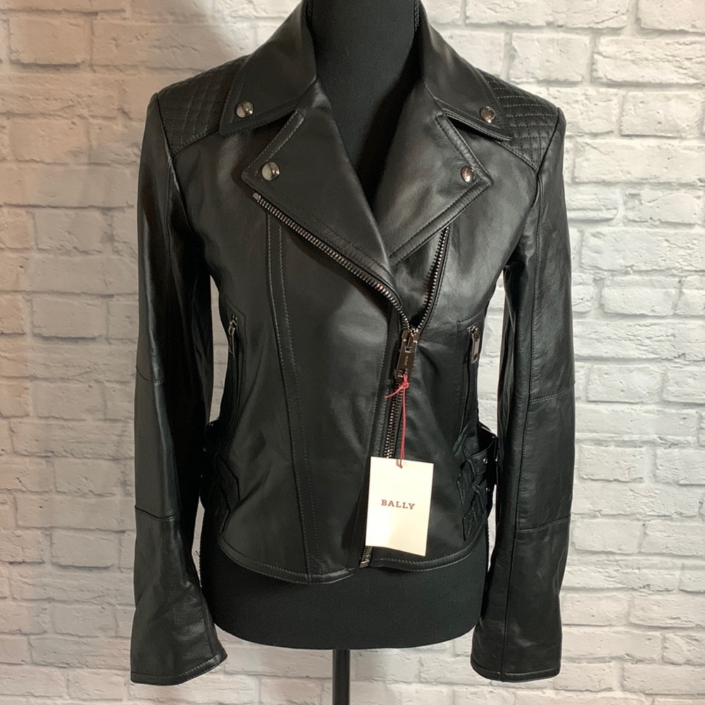 Bally leather biker jacket